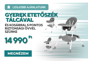 Gyerek etetőszék tálcával és kosárral 5 pontos biztonsági övvel szürke