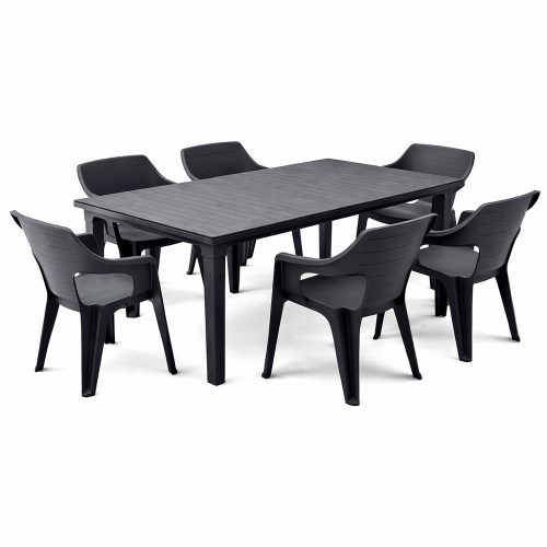 Elina 6+1 kerti bútor garnitúra szett grafit