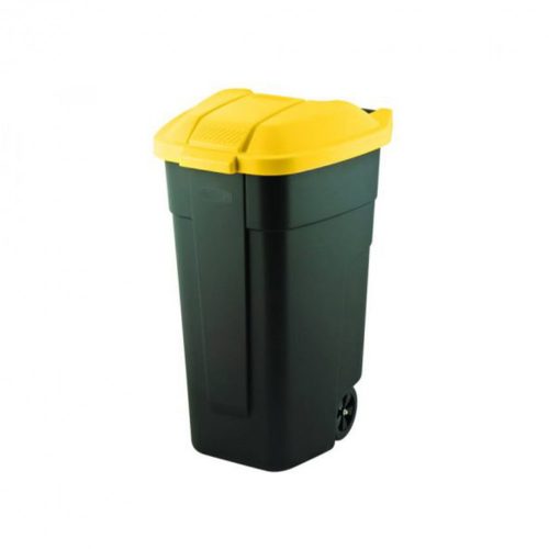 Görgös szelektív szemetes Fekete/Sárga 110L
