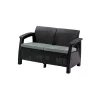 Corfu love seat, grafit színben, világos szürke párnával