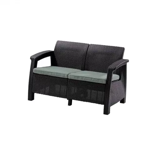 Corfu love seat, grafit színben, világos szürke párnával