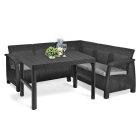 Corfu relax sarokgarnitúra lyon asztallal grafit