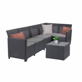 Claire VIII 5 személyes sarokgarnitúra párnatartós asztallal grafit