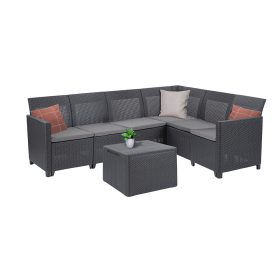 Claire VII 6 személyes sarokgarnitúra párnatartós asztallal grafit