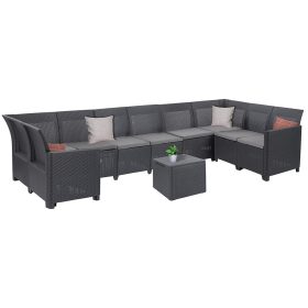 Claire VIII 9 személyes sarokgarnitúra párnatartós asztallal grafit