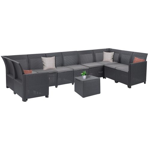 Claire VIII 9 személyes sarokgarnitúra párnatartós asztallal grafit