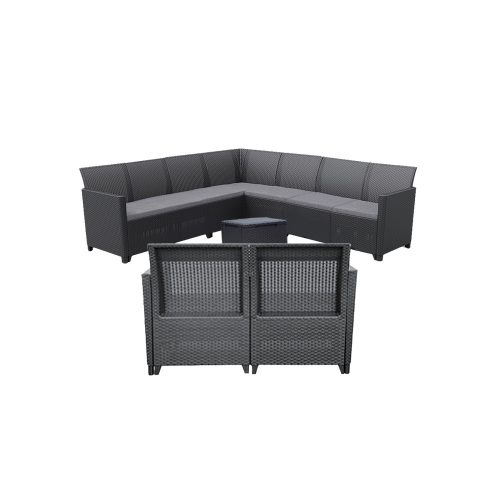 Claire V 9 személyes kerti bútor garnitúra vigo tárolós asztallal grafit