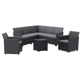 Claire IV 7 személyes kerti bútor garnitúra vigo tárolós asztallal grafit