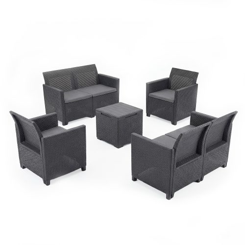 Claire IV 6 személyes kerti bútor garnitúra vigo tárolós asztallal grafit