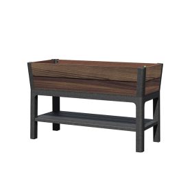 Deco elevated műanyag kerti virágláda alsó polccal 110l dió