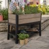 Deco elevated műanyag kerti virágláda alsó polccal 110l kőrisfa