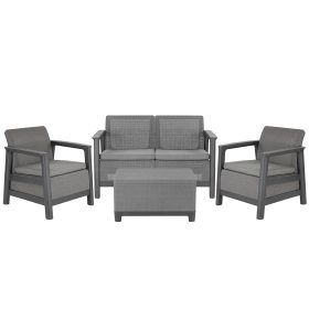   Scandi Box linea duo kerti bútor szett jute tárolós asztallal