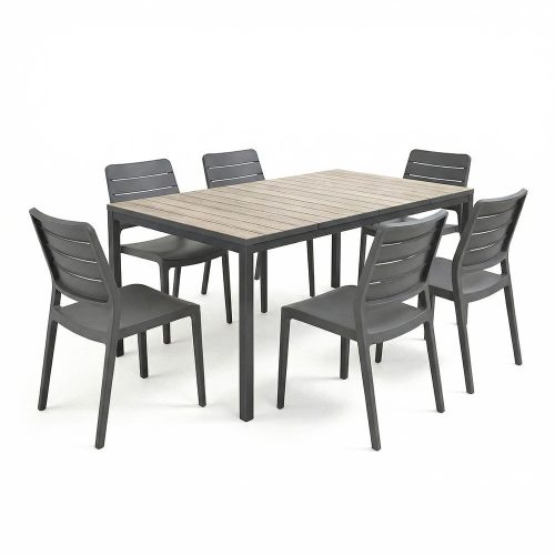 Porto Nova Prime 160 6+1 kerti bútor garnitúra szett kőris-grafit