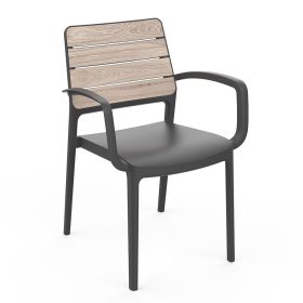 Porto kartámaszos műanyag kerti szék kőrisfa-grafit