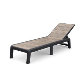 Porto műanyag kerti napozóágy párna nélkül kőrisfa-grafit