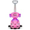 Ride-on autó tolóautó 3 az 1-ben deluxe fogantyúval és zenélő panellel rózsaszín