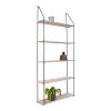 Eindhoven polc, 5 natúr fa polccal, fekete keret 65x17x145 cm