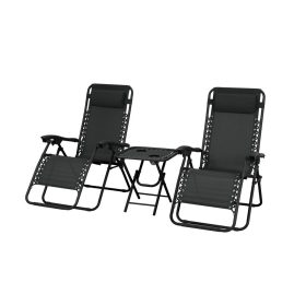 Delux 2x nyugágy és asztal szett fekete