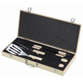 3 db-os grill eszköz készlet fadobozban