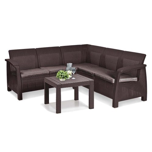 Corfu relax sarokgarnitúra rosario asztallal barna