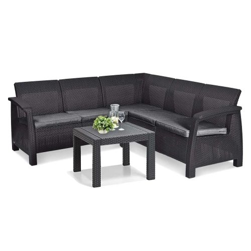 Corfu relax sarokgarnitúra rosario asztallal grafit