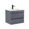 Cube 60 alsó fürdőszobabútor kerámia mosdóval 2 fiókos antracit szürke