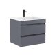 Cube 60 alsó fürdőszobabútor kerámia mosdóval 2 fiókos antracit szürke