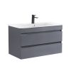 Cube 80 alsó fürdőszobabútor kerámia mosdóval 2 fiókos antracit szürke