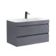 Cube 80 alsó fürdőszobabútor kerámia mosdóval 2 fiókos antracit szürke
