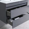 Cube 80 alsó fürdőszobabútor kerámia mosdóval 2 fiókos antracit szürke