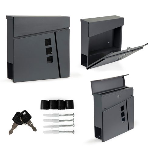 Postaláda horganyzott acélból újságtartóval antracit