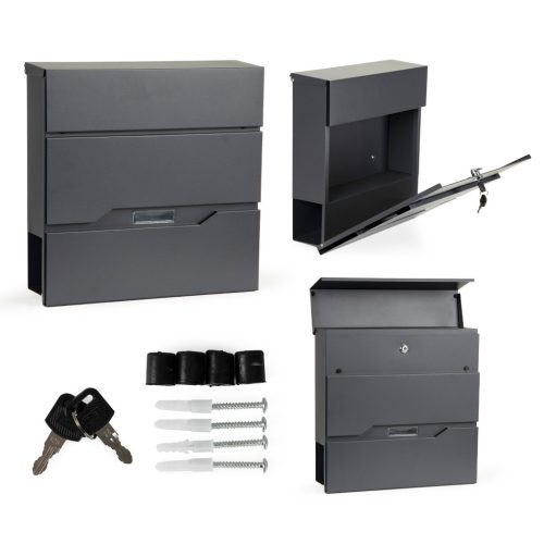 Postaláda horganyzott acélból újságtartóval antracit