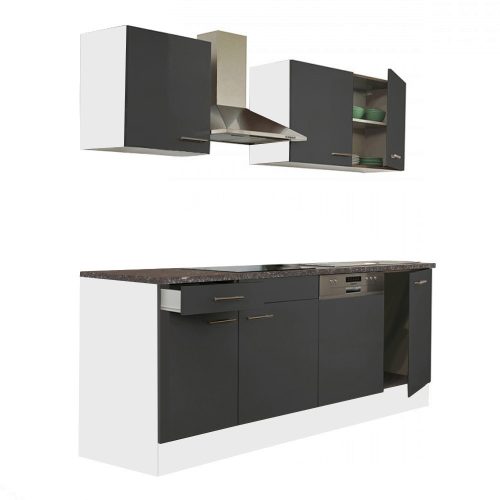 Yorki 220 konyhabútor fehér korpusz,selyemfényű antracit fronttal