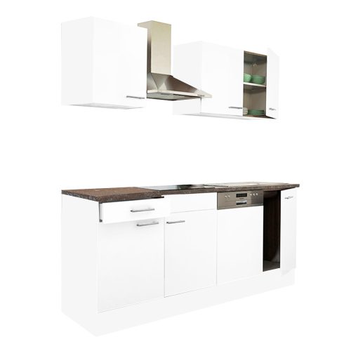 Yorki 220 konyhabútor fehér korpusz,selyemfényű fehér fronttal