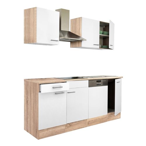 Yorki 220 konyhabútor sonoma tölgy korpusz,selyemfényű fehér fronttal