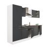 Yorki 270 konyhabútor fehér korpusz,selyemfényű antracit fronttal polcos szekrénnyel