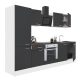 Yorki 270 konyhabútor fehér korpusz,selyemfényű antracit front alsó sütős elemmel polcos szekrénnyel