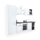Yorki 270 konyhabútor fehér korpusz,selyemfényű fehér front alsó sütős elemmel polcos szekrénnyel