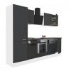 Yorki 280 konyhabútor fehér korpusz,selyemfényű antracit front alsó sütős elemmel polcos szekrénnyel
