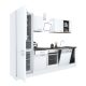 Yorki 280 konyhabútor fehér korpusz,selyemfényű fehér front alsó sütős elemmel alulfagyasztós hűtős szekrénnyel
