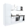 Yorki 280 konyhabútor fehér korpusz,selyemfényű fehér front alsó sütős elemmel polcos szekrénnyel