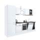 Yorki 280 konyhabútor fehér korpusz,selyemfényű fehér front alsó sütős elemmel polcos szekrénnyel