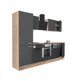 Yorki 280 konyhabútor sonoma tölgy korpusz,selyemfényű antracit front alsó sütős elemmel polcos szekrénnyel