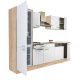 Yorki 280 konyhabútor sonoma tölgy korpusz,selyemfényű fehér fronttal alulfagyasztós hűtős szekrénnyel