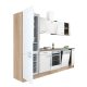 Yorki 280 konyhabútor sonoma tölgy korpusz,selyemfényű fehér front alsó sütős elemmel alulfagyasztós hűtős szekrénnyel
