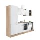 Yorki 280 konyhabútor sonoma tölgy korpusz,selyemfényű fehér front alsó sütős elemmel polcos szekrénnyel