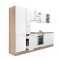 Yorki 300 konyhabútor sonoma tölgy korpusz,selyemfényű fehér front alsó sütős elemmel polcos szekrénnyel
