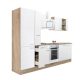 Yorki 300 konyhabútor sonoma tölgy korpusz,selyemfényű fehér front alsó sütős elemmel polcos szekrénnyel