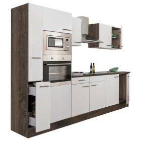 Yorki 300 konyhabútor yorki tölgy korpusz,selyemfényű fehér fronttal