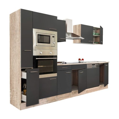 Yorki 310 konyhabútor sonoma tölgy korpusz,selyemfényű antracit fronttal